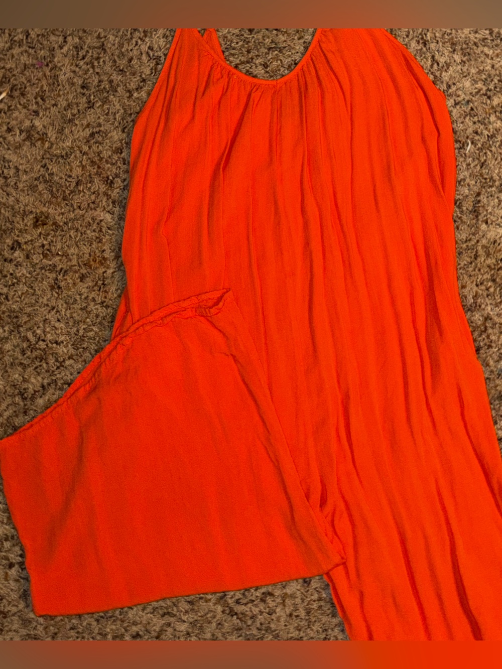 Women's Sleeveless Orange Jumpsuit
